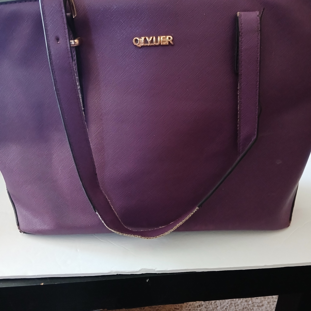 Purple Tote Bag with Gold Logo Accent